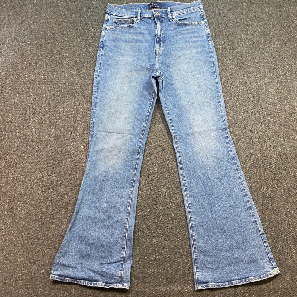 Gap 70s Flare Jeans Sz 12 Womens Blue Boho High Rise Wide Leg Retro Denim Pants
